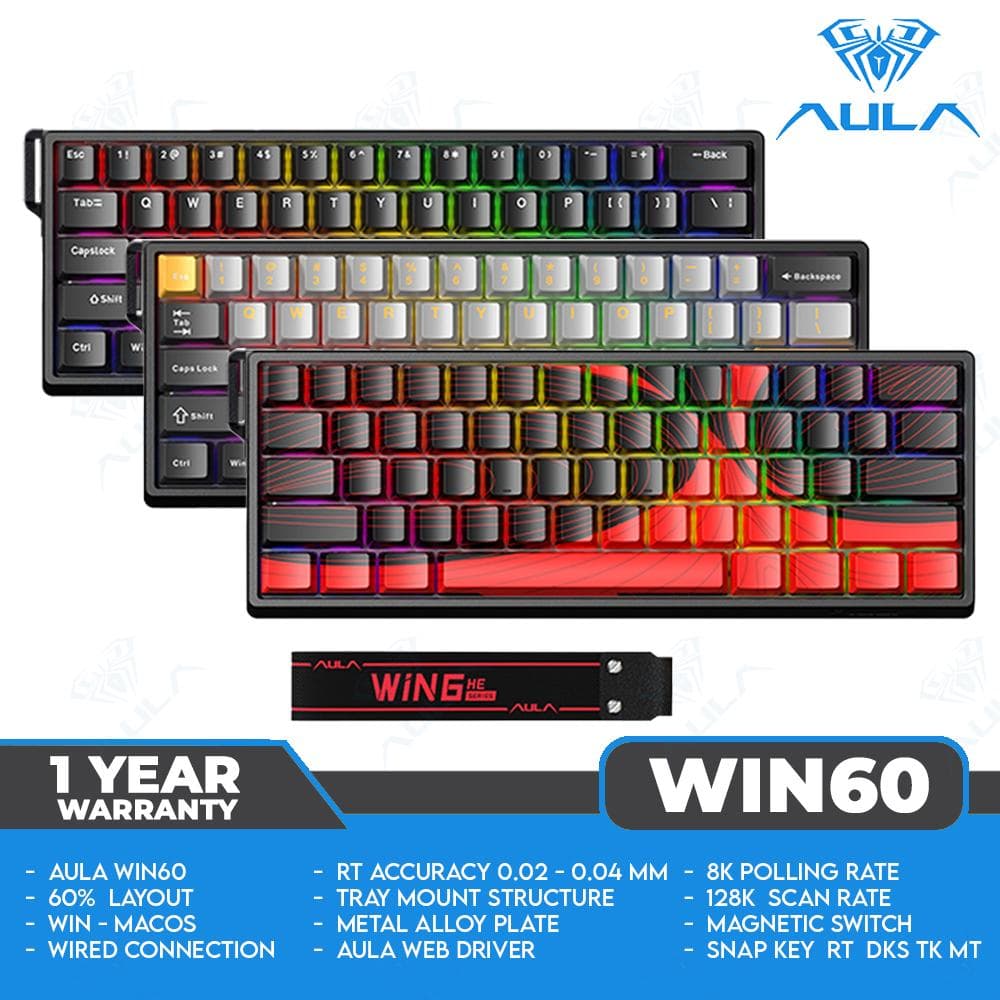 AULA WIN60 HE – 60% – Wired – 8K Polling Rate – Magnetic Switch – Rapid Trigger – Gaming Keyboard thumbnail 2