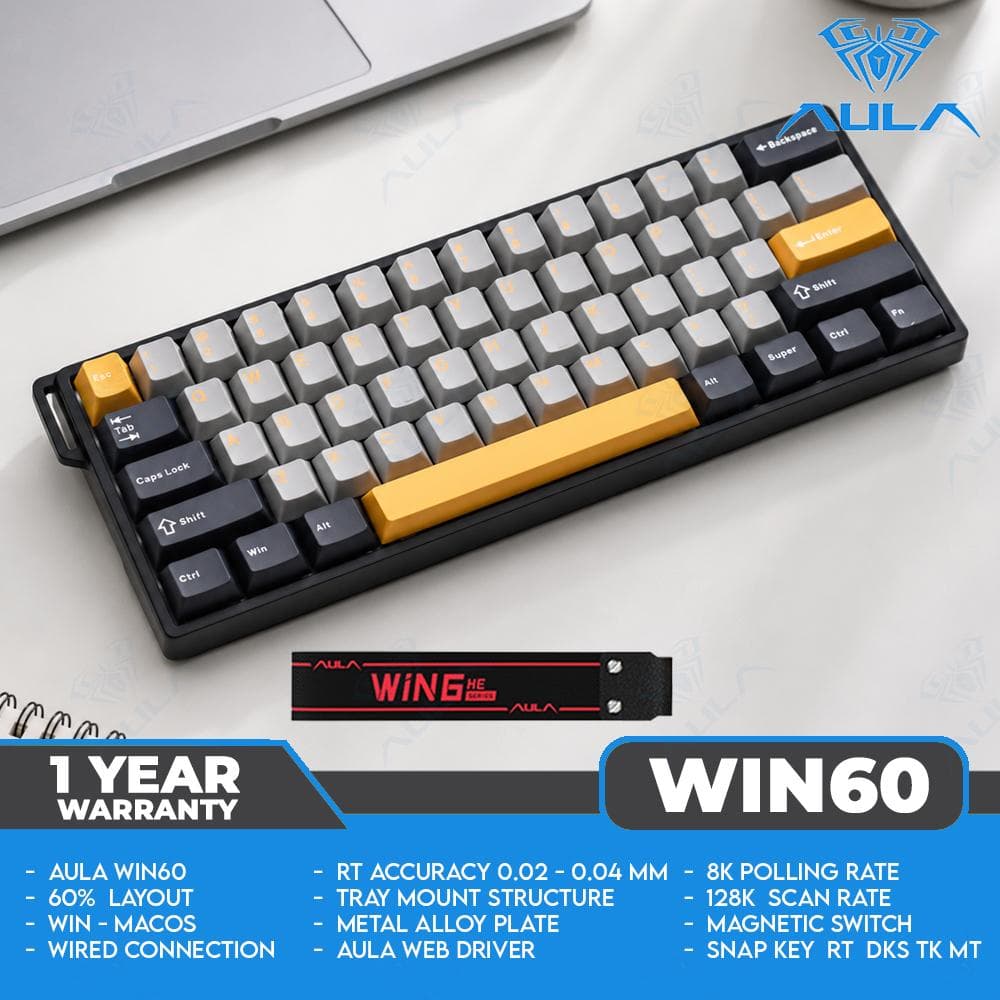 AULA WIN60 HE – 60% – Wired – 8K Polling Rate – Magnetic Switch – Rapid Trigger – Gaming Keyboard thumbnail 3