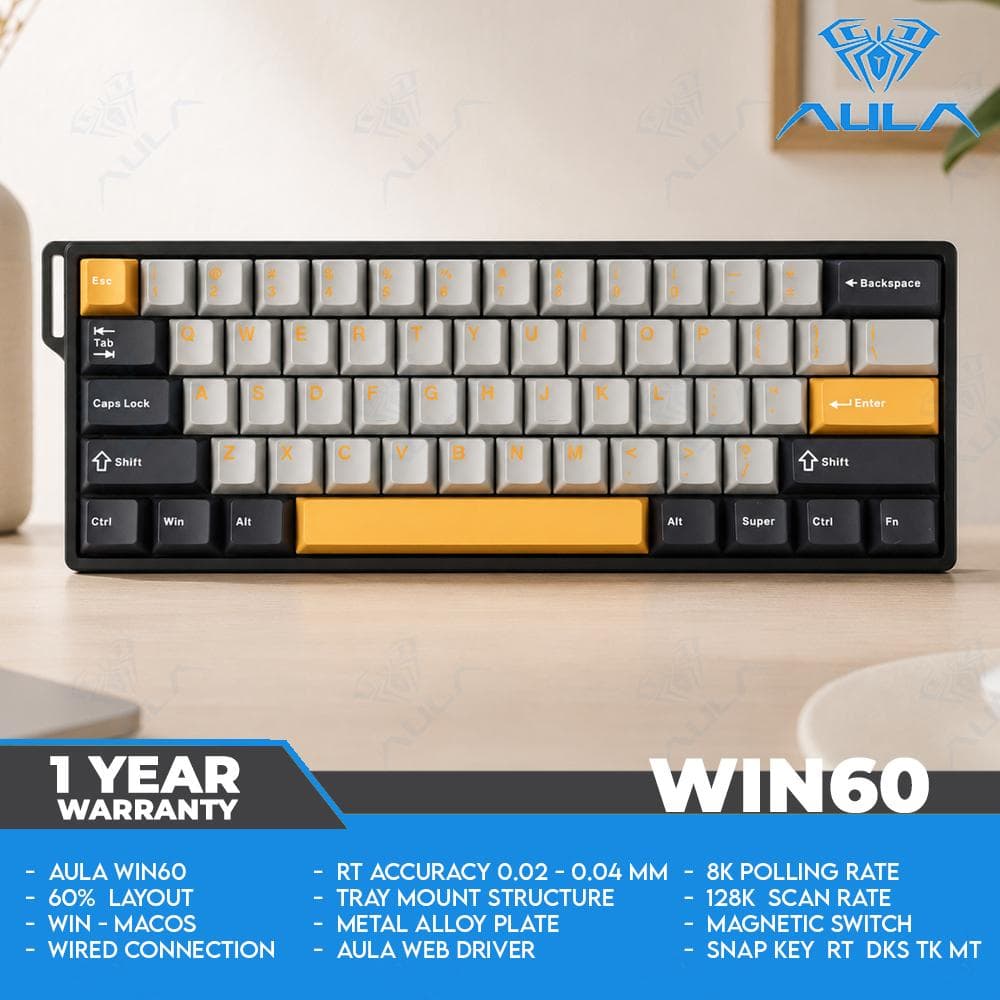 AULA WIN60 HE – 60% – Wired – 8K Polling Rate – Magnetic Switch – Rapid Trigger – Gaming Keyboard thumbnail 4