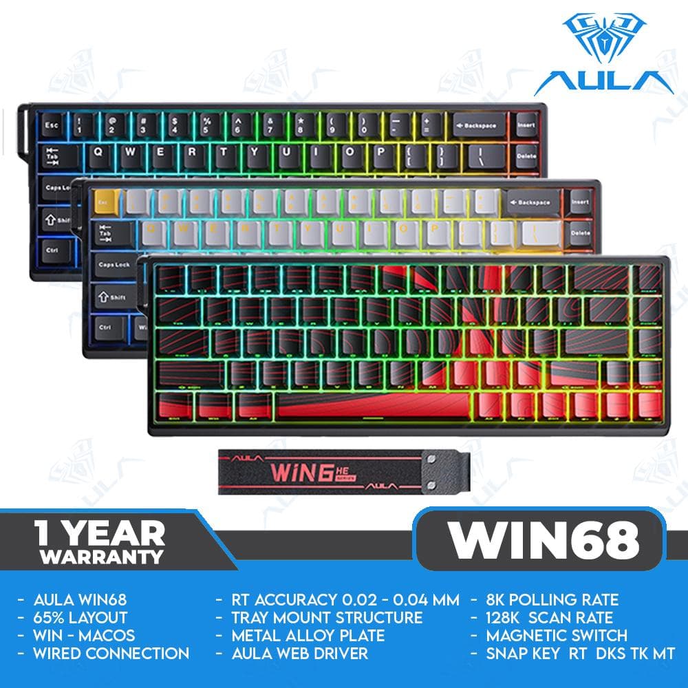AULA WIN68 HE – 65% – Wired – 8K Polling Rate – Magnetic Switch – Rapid Trigger – Gaming Keyboard thumbnail 2