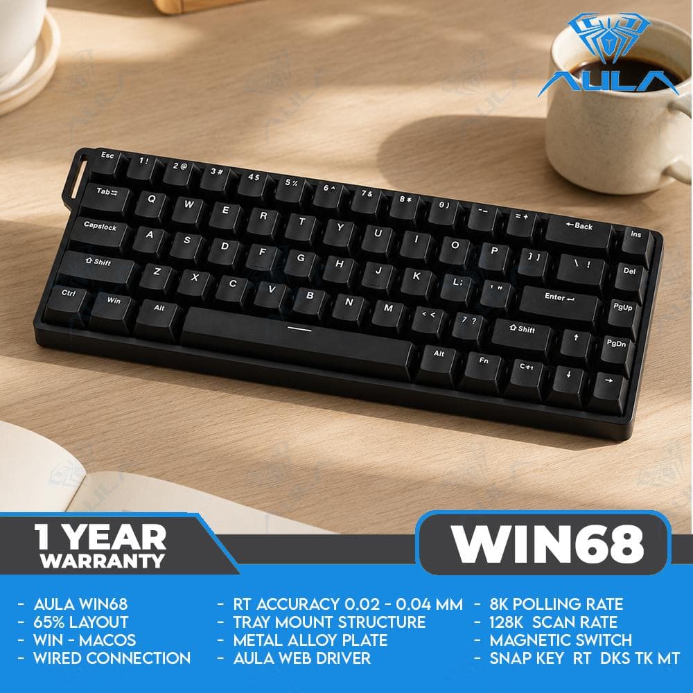 AULA WIN68 HE – 65% – Wired – 8K Polling Rate – Magnetic Switch – Rapid Trigger – Gaming Keyboard thumbnail 4