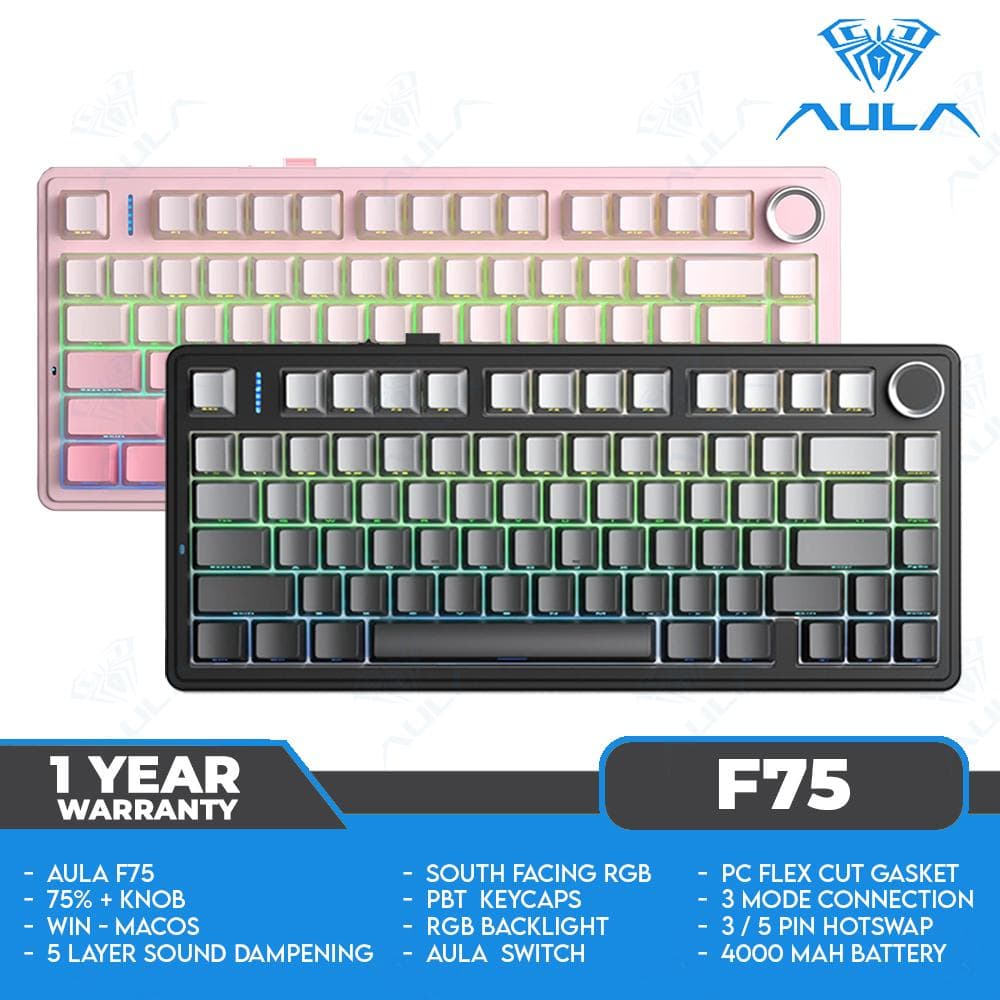 AULA F75 – 75% - 3 Mode - Gasket Mount – South-Facing RGB – PBT Keycap – Mechanical Keyboard thumbnail 2