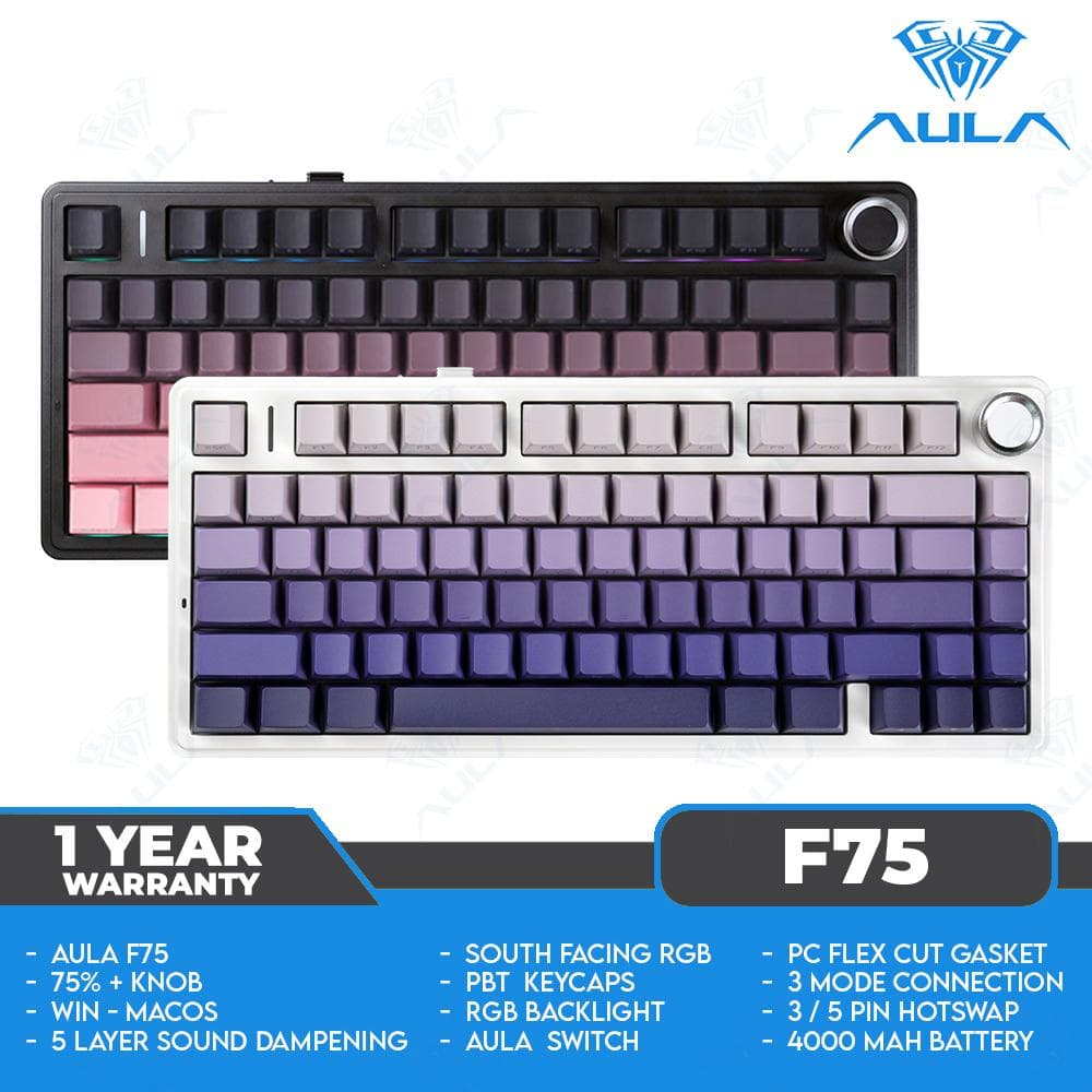 AULA F75 – 75% - 3 Mode - Gasket Mount – South-Facing RGB – PBT Keycap – Mechanical Keyboard thumbnail 5