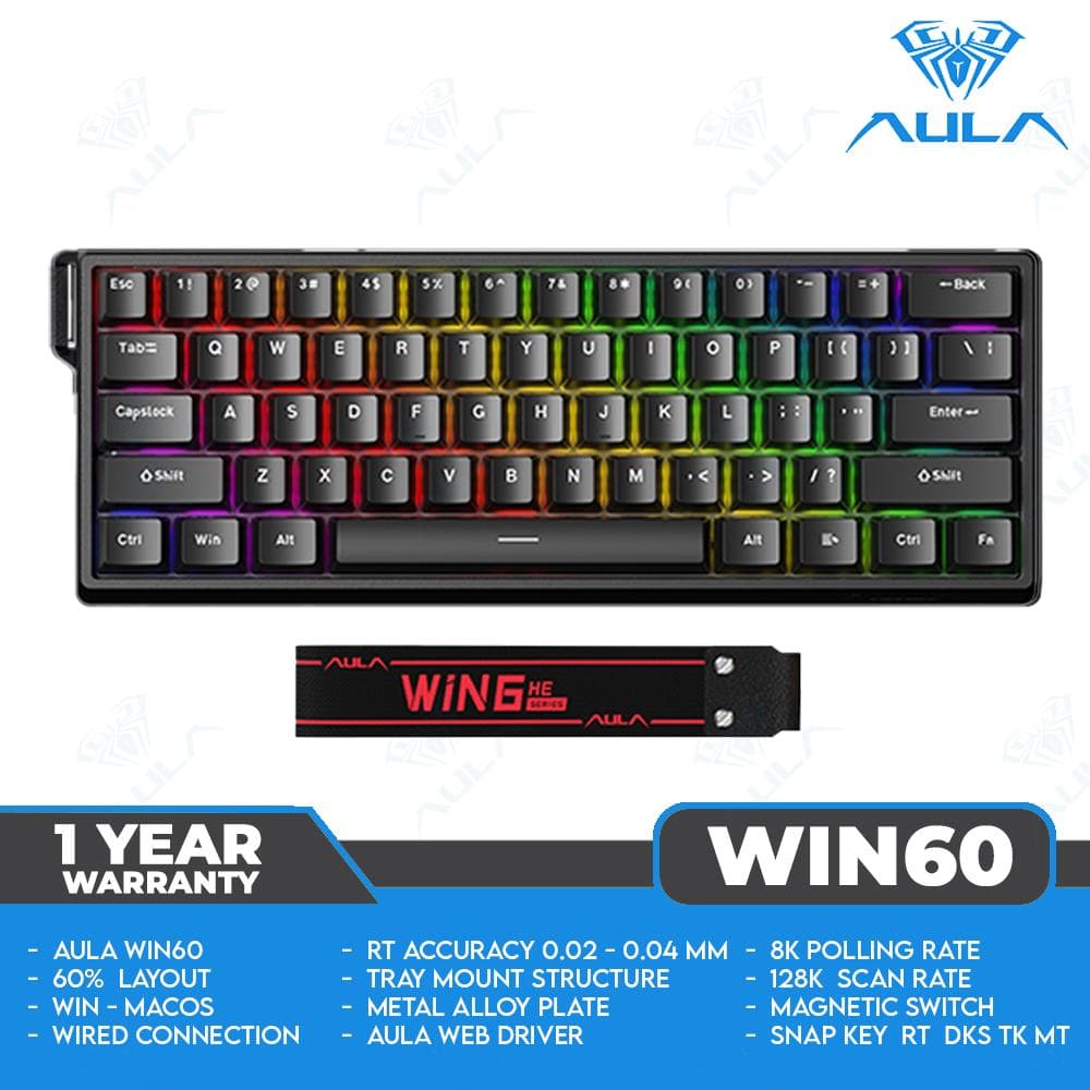 AULA WIN60 HE β 60% β Wired β 8K Polling Rate β Magnetic Switch β Rapid Trigger β Gaming Keyboard 1