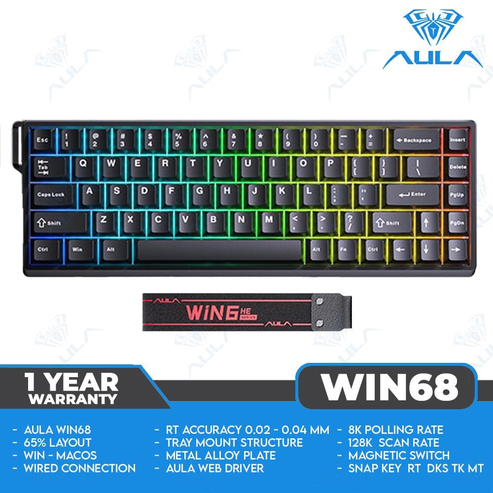 AULA WIN68 HE β 65% β Wired β 8K Polling Rate β Magnetic Switch β Rapid Trigger β Gaming Keyboard 1